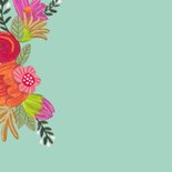 Verjaardagskaart vrouw kat bloemen kleurrijk 2