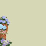 Verjaardagskaart vrouw met bloemen en kas 2