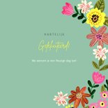 Verjaardagskaart vrouw moderne bloemen illustratie 3