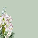 Verjaardagskaart witte amaryllisbloemen eucalyptus 2