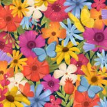 Verjaardagskaart zusje bloemen kleuren vlinders jarig 2