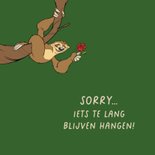 Verjaardagskaartje luiaard te lang blijven hangen 2