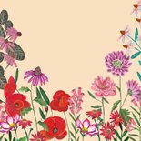 Verjaardagsuitnodiging bloemen 80 jaar kleurrijk feest Achterkant