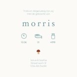 Vierkant geboortekaartje blauwe regenlaarsjes herfst 3