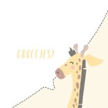 Vierkant kaartje met een gezicht van een Giraffe, groetjes! 3