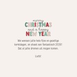 Vierkant kerstkaartje met kleurrijke typografie en foto 3