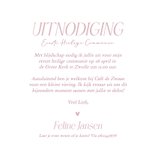 Vierkante communiekaart roze waterverf uitnodiging 3