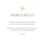 Vierkante fotocollage vakantiekaart met 4 foto's en zonnetje 3