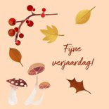 Vierkante verjaardagskaart met herfstbladeren en leuke tekst 2