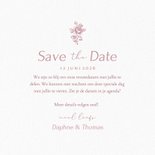 Vintage trouwkaart save the date met roze rozen 3