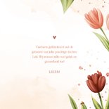 Vrolijk felicitatiekaartje met tulpen hartjes en waterverf 3