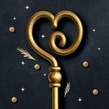 Vrolijk Sinterklaas kaartje met staf in de vorm van een hart 2