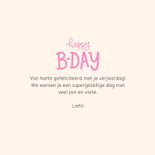 Vrolijk verjaardagskaartje gestreept happy bday typografie 3