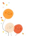 Vrolijk verjaardagskaartje met smiley ballonnen en confetti 2