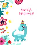 Vrolijke dinosaurus verjaardagskaart 2