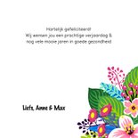 Vrolijke flamingo en bloemen verjaardagskaart 3