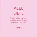 Vrolijke fotokaart met hartjes patroon roze rood 3