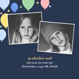 Vrolijke fotokaart uitnodigingen blauw met ballonnen kader 2