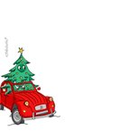 Vrolijke kerstboom in oldtimer eend 2