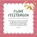 Vrolijke kerstkaart cadeau strik goud streep foto 3