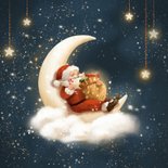 Vrolijke kerstkaart met de kerstman op de maan! 2