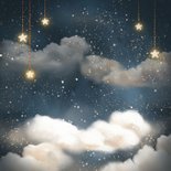 Vrolijke kerstkaart met de kerstman op de maan! Achterkant