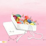 Vrolijke kerstkaart met gekleurde kerstballen 2