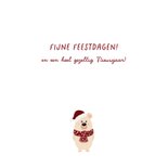 Vrolijke kerstkaart rode ruit en met beer en kerstmuts 3