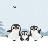 Vrolijke kerstkaart voor kinderen pinguïns winter landschap 2