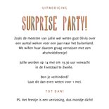 Vrolijke uitnodiging surpriseparty sssht met confetti 3