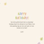 Vrolijke verjaardagskaart happy birthday gekleurd bloemetjes 3