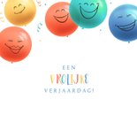 Vrolijke verjaardagskaart met gekleurde smiley ballonnen 2