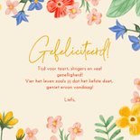 Vrolijke verjaardagskaart met kader van bloemen! 3