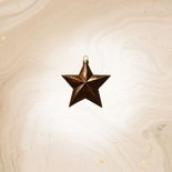 Warme kerstkaart bruine kerstboom kerstballen, ster en foto Achterkant