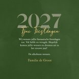 Waterverf kerstkaartje groen met jaartal en sterretje goud 3