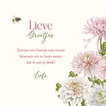 Wenskaart dahliabloemen met hommel 3