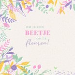 Wenskaart handgetekende gekleurde bloemen opfleur berichtje 2