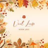Wenskaart kus door de brievenbus warm kunstzinnig herfst 2