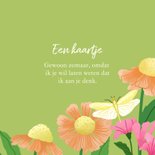Wenskaart veel liefs bloemen hommels en een vlinder 3