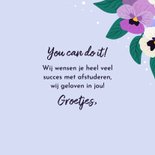 Wenskaart veel succes met viooltjes 3