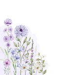 Wenskaart veldbloemen in paarse kleuren 2