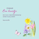 Wenskaart voorjaarsbloemen vogeltje 3