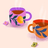Wenskaart vriendschap kopjes thee 2
