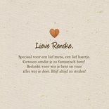 Wenskaart zomaar ik vind je lief linnen houten hartje 3