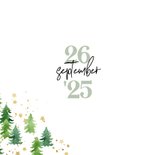 Winterse kerst Save the date watercolor kerstbomen goud foto 2