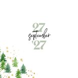 Winterse kerst Save the date watercolor kerstbomen goud foto 2