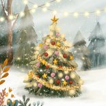 Winterse kerstkaart met egel en kerstboom 2