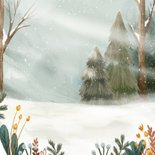 Winterse kerstkaart met egel en kerstboom Achterkant