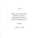 Winterse wenskaart met foto van planten in de sneeuw 3