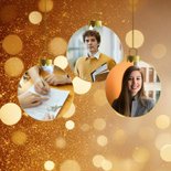 Zakelijk kerstkaart met 3 foto's kerstballen en glitters 2